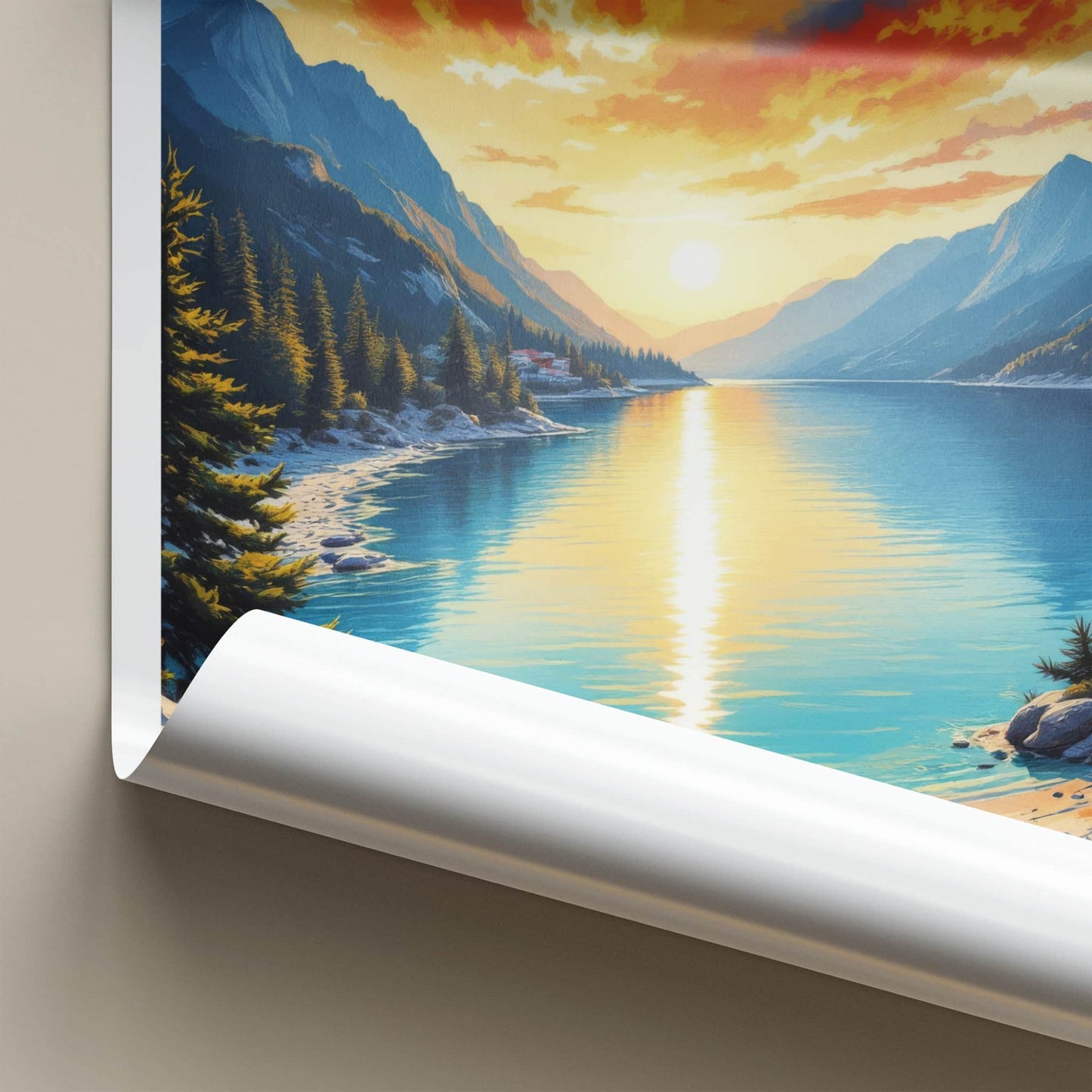 Oludeniz Poster - Turkiye Travel Art - Fiery Sky Lakeside Home Decor