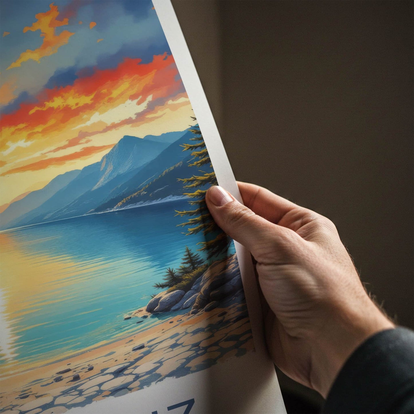 Oludeniz Poster - Turkiye Travel Art - Fiery Sky Lakeside Home Decor
