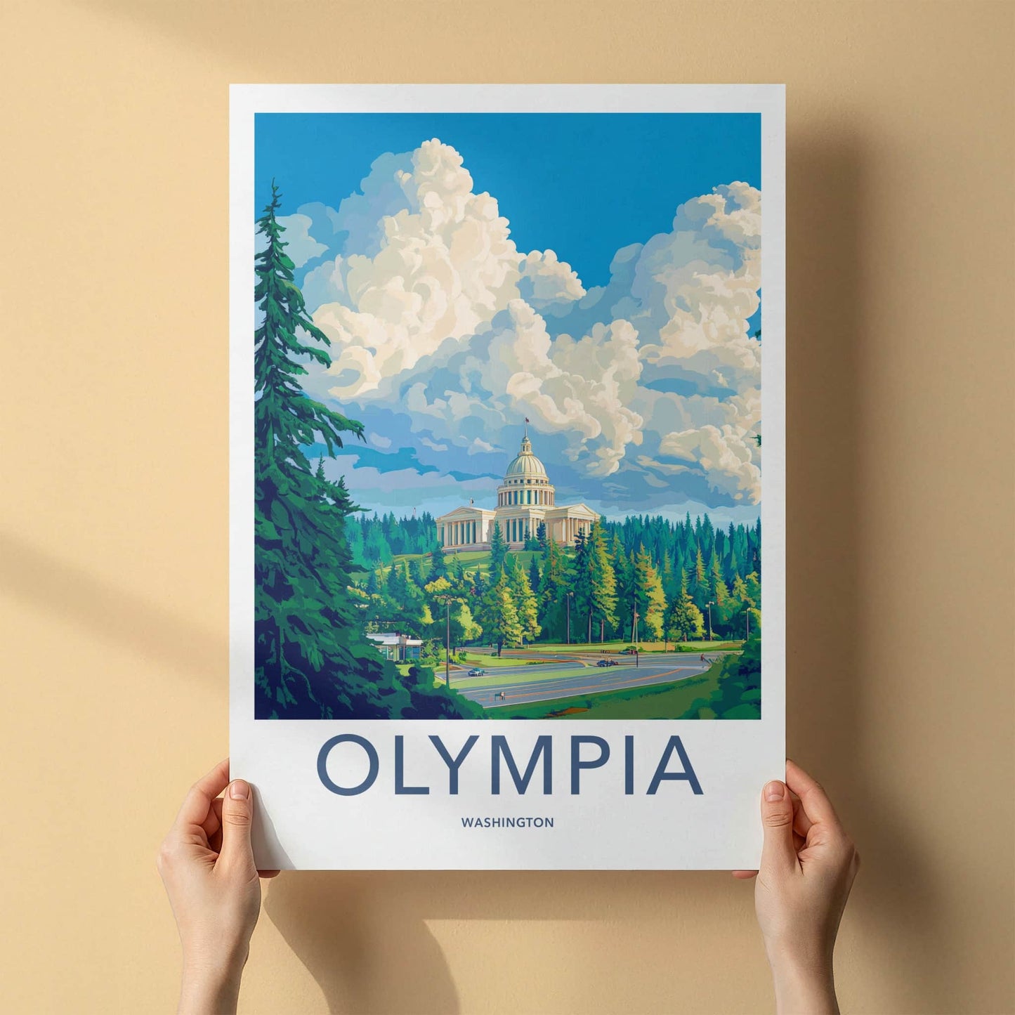 Olympia Poster - Washington Travel Art - State Capitol Hill Home Decor
