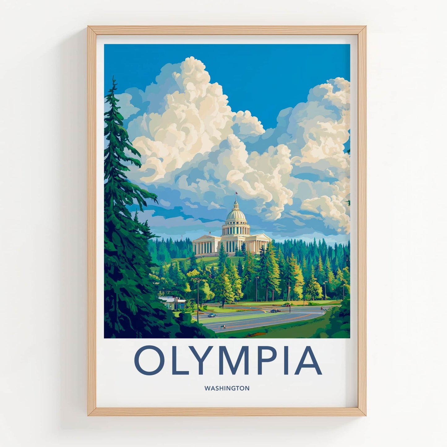 Olympia Poster - Washington Travel Art - State Capitol Hill Home Decor