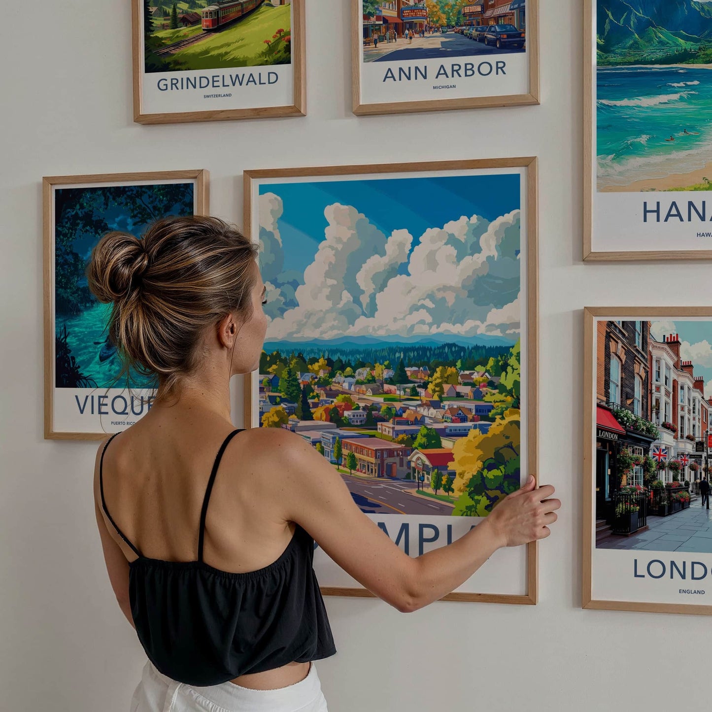 Olympia Poster - Washington Travel Art - Vibrant Townscape Clouds Home Decor