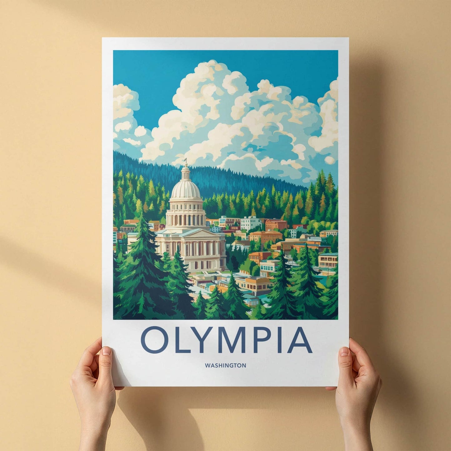 Olympia Poster - Washington Wall Art - Capitol Forest City Home Decor