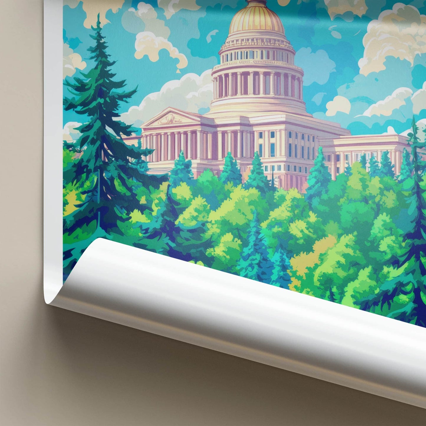 Olympia Poster - Washington Wall Art - Dome Building Greenery Home Decor