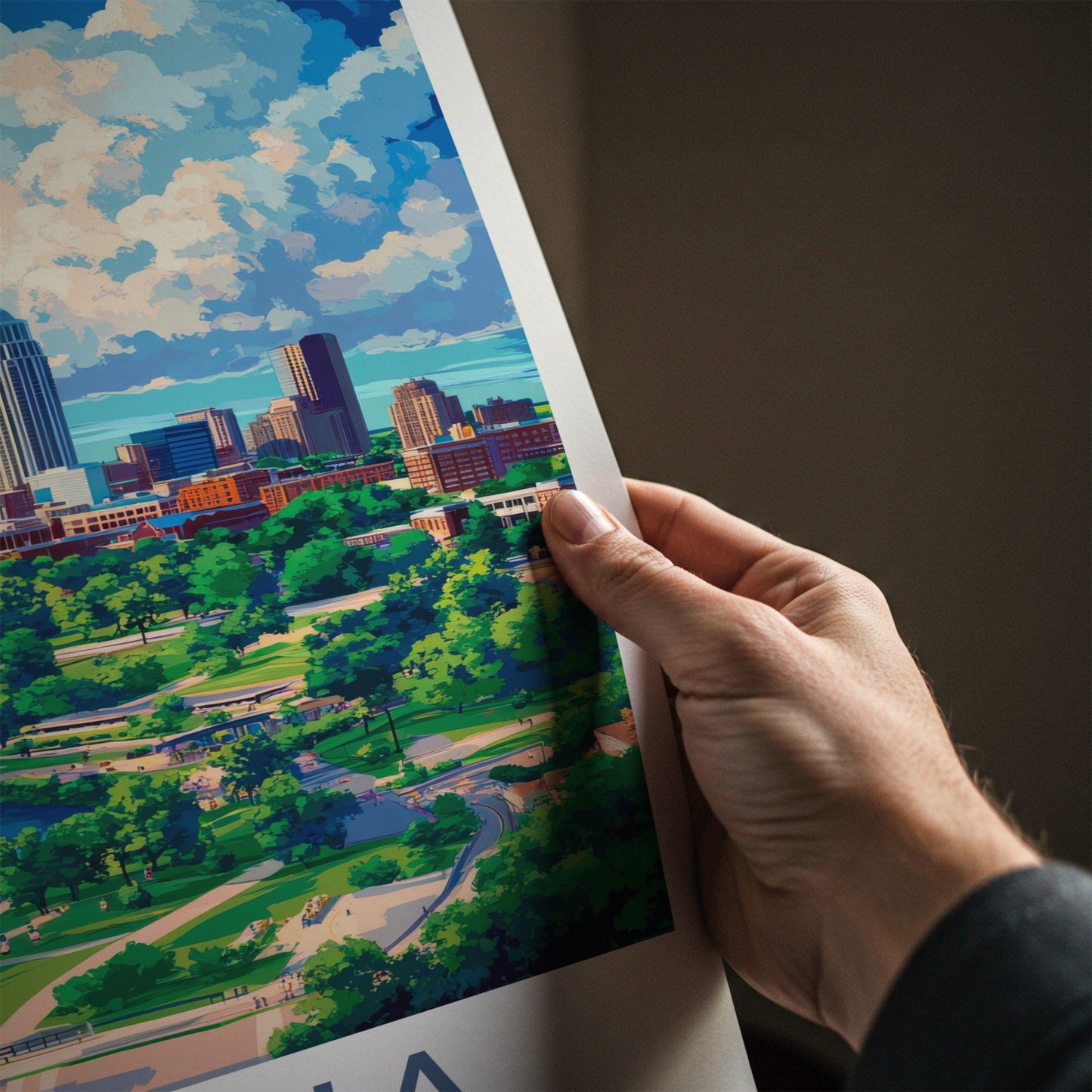Omaha Poster - Nebraska Travel Art - Urban River Park Home Decor