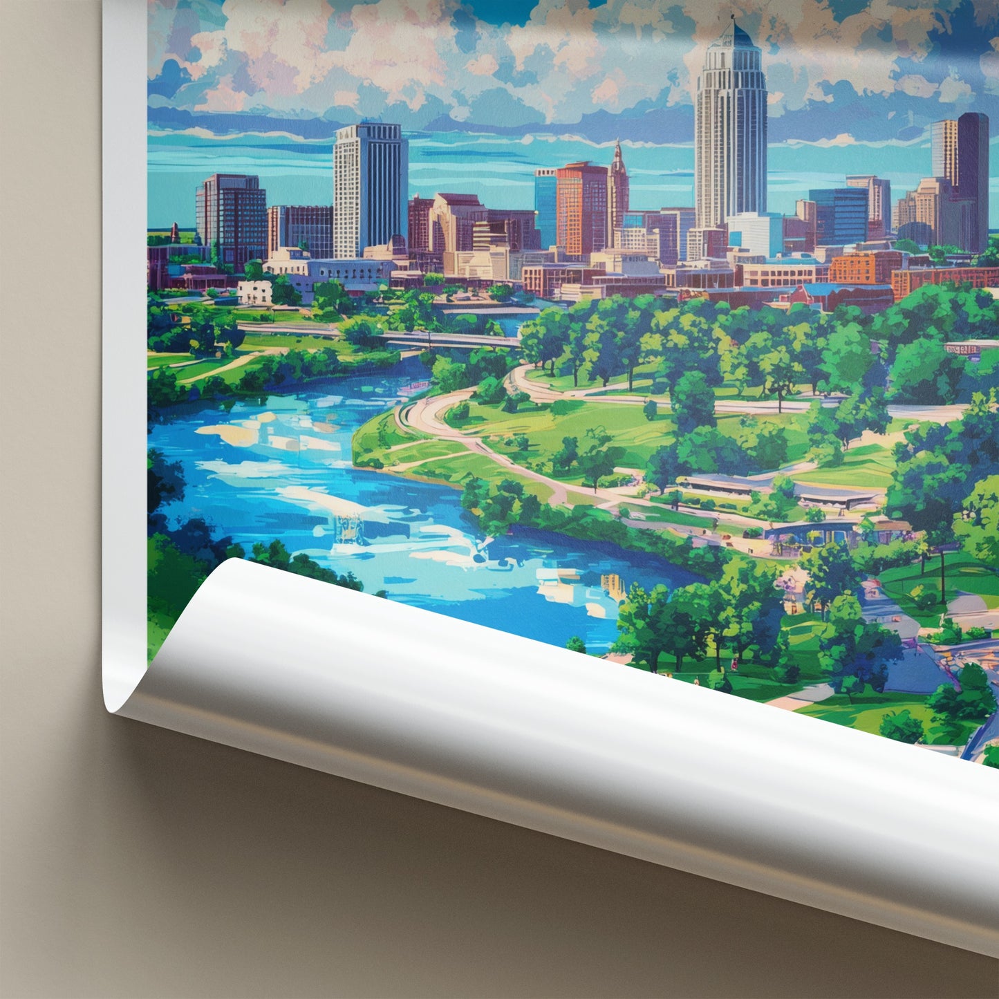 Omaha Poster - Nebraska Travel Art - Urban River Park Home Decor