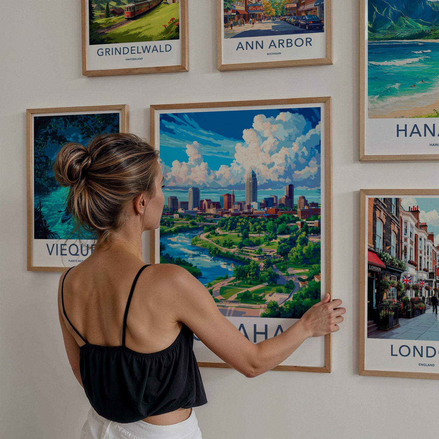 Omaha Poster - Nebraska Travel Art - Urban River Park Home Decor