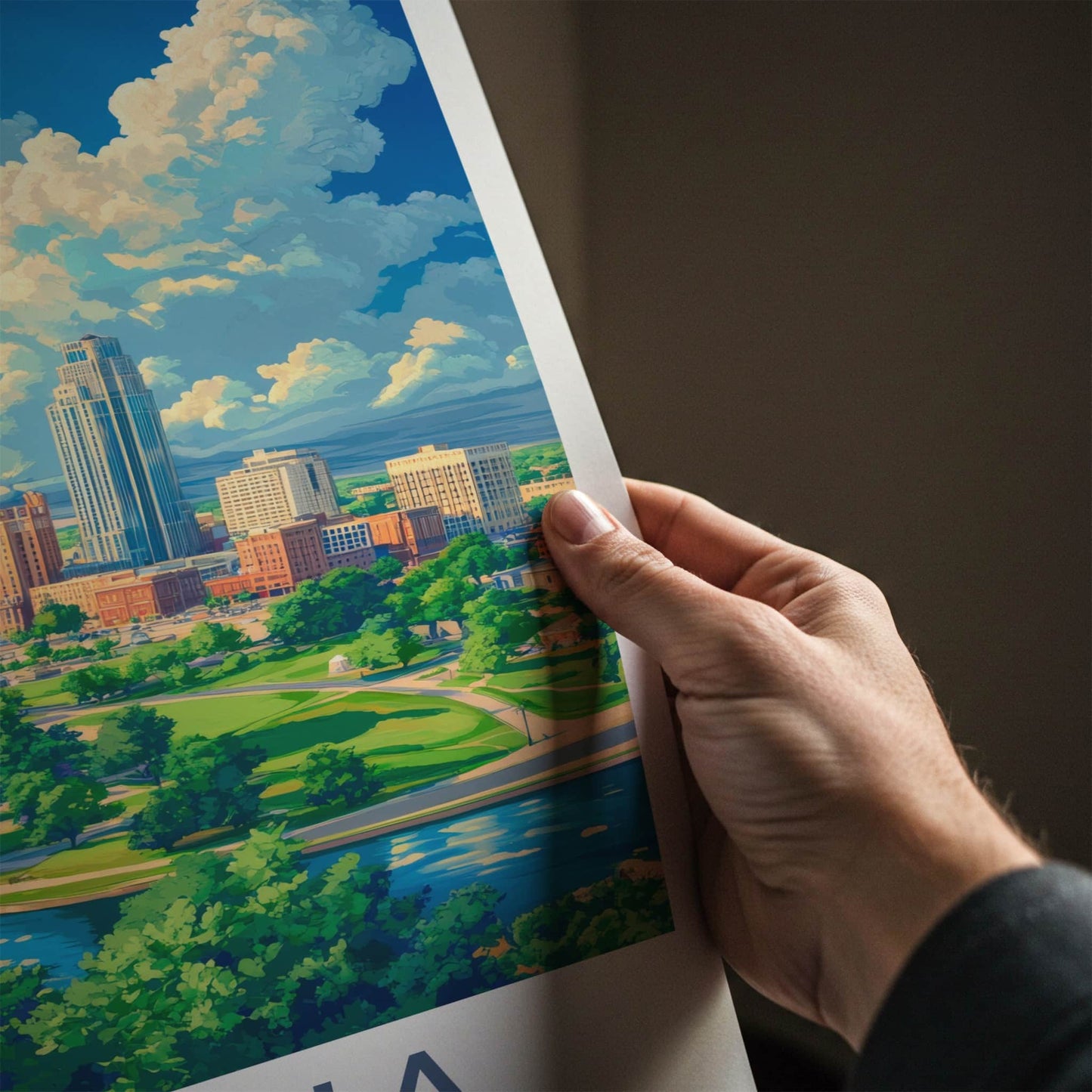 Omaha Poster - Nebraska Travel Art - Vibrant City River Wall Decor