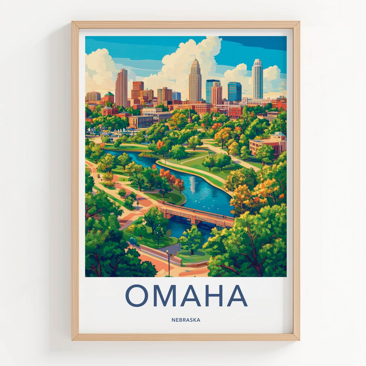 Omaha Poster - Nebraska Wall Art - City Park River Home Decor