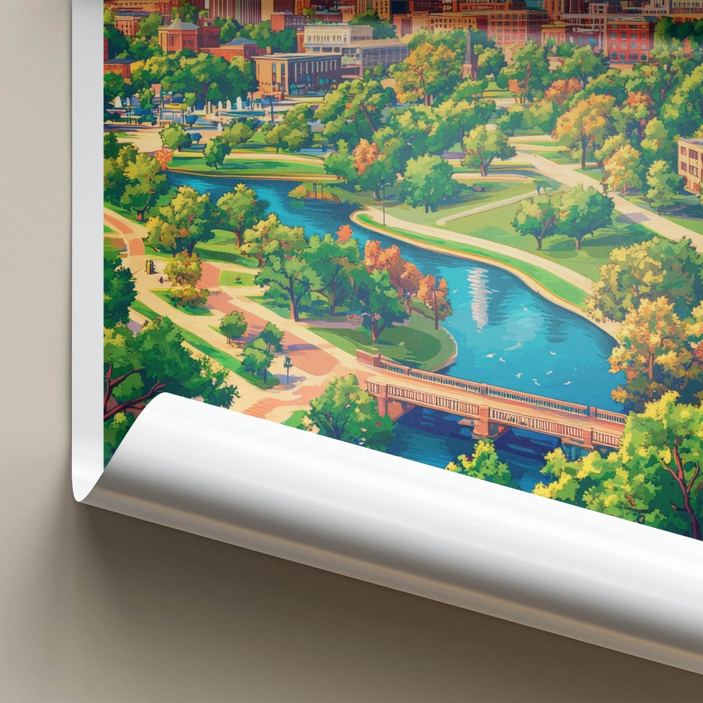 Omaha Poster - Nebraska Wall Art - City Park River Home Decor