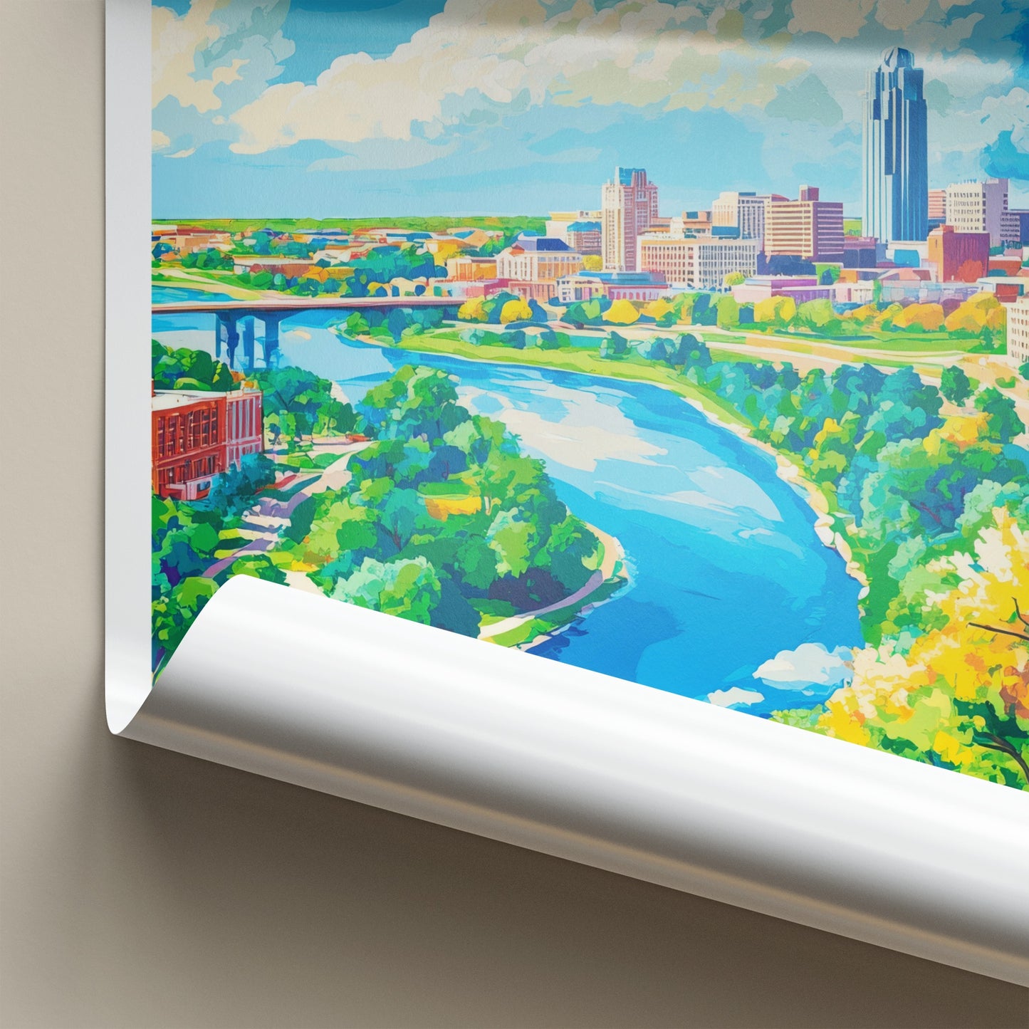 Omaha Poster - Nebraska Wall Art - Urban River Scene Home Decor