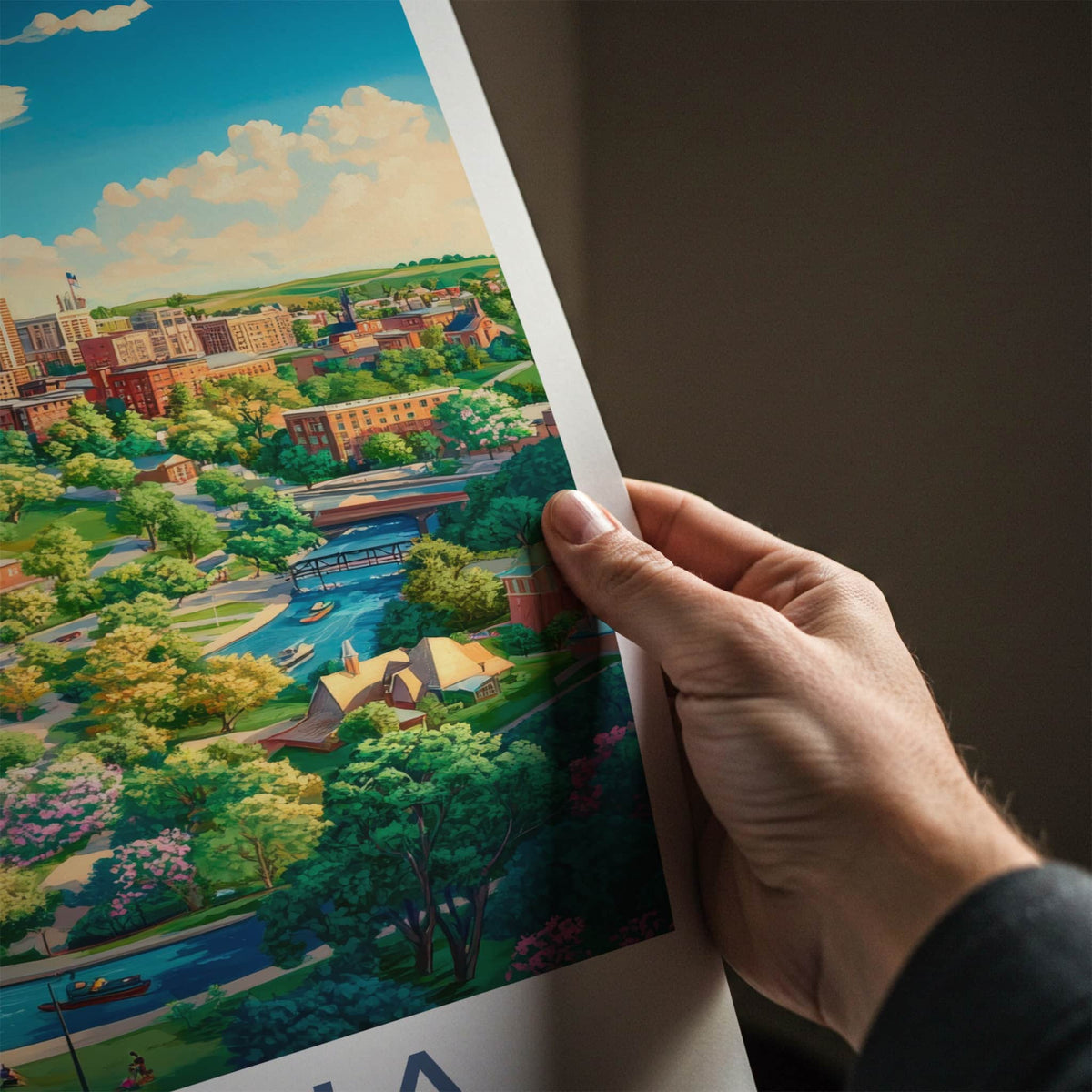 Omaha Poster - Nebraska Wall Art - Vibrant Cityscape River Home Decor