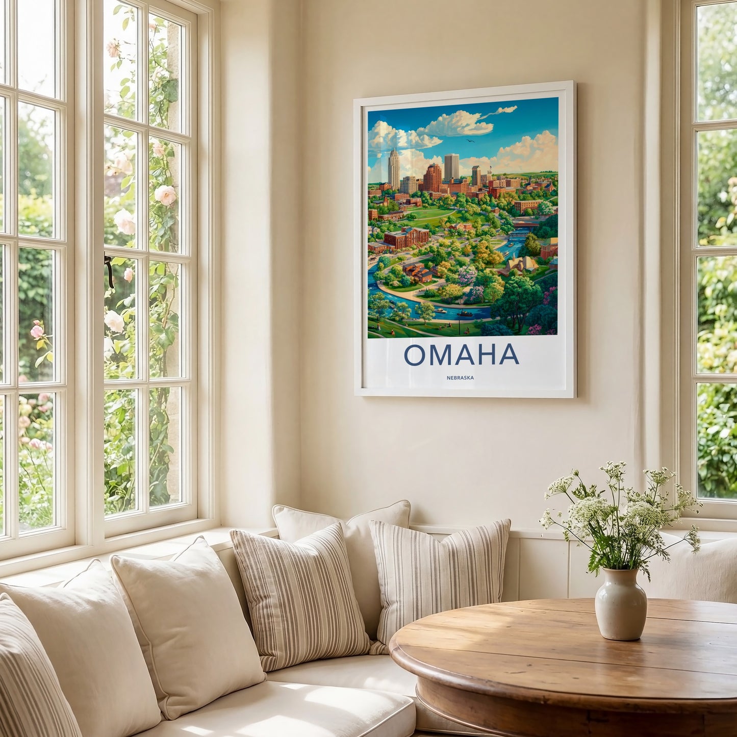 Omaha Poster - Nebraska Wall Art - Vibrant Cityscape River Home Decor