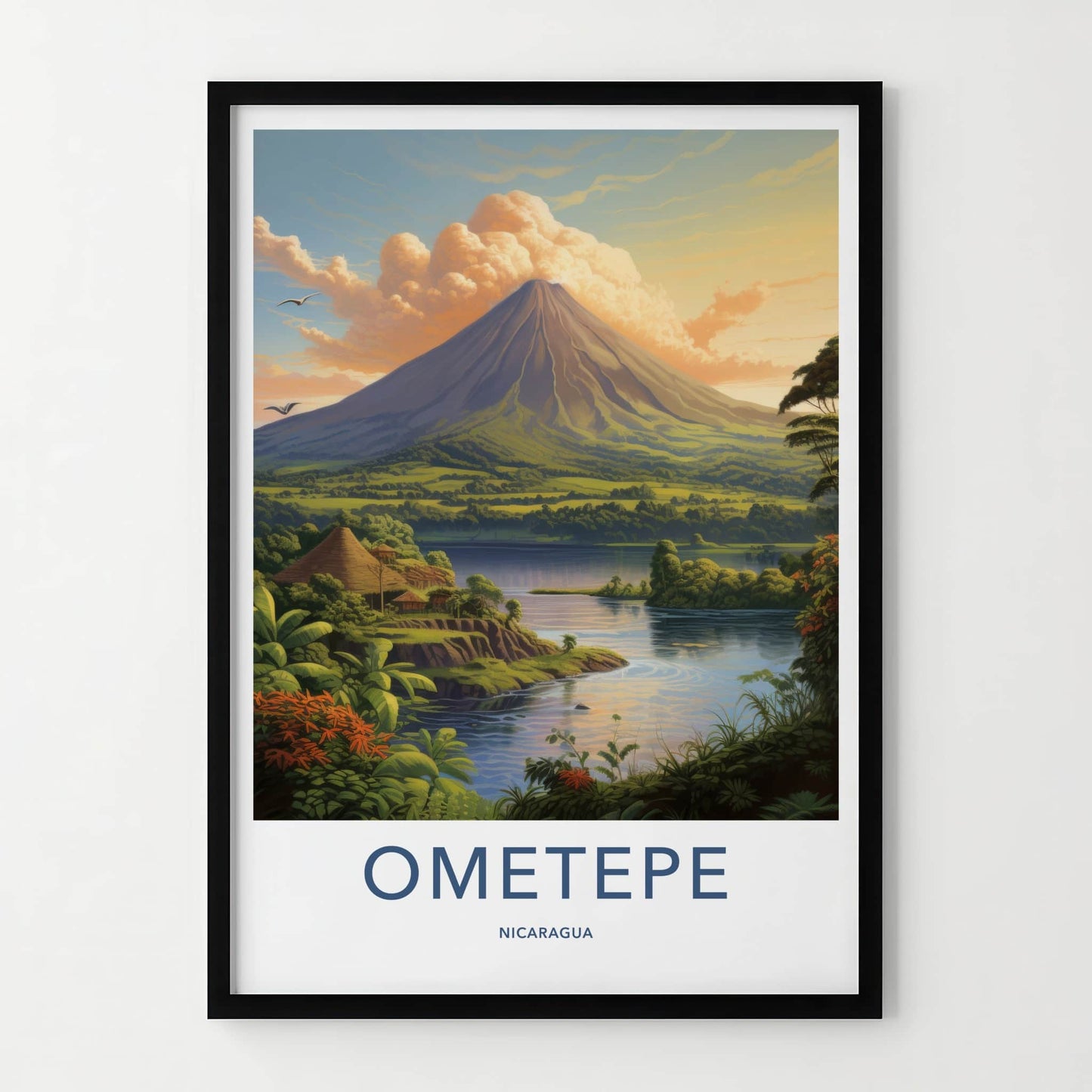 Ometepe Poster - Nicaragua Travel Art - Island Volcano Scene Home Decor