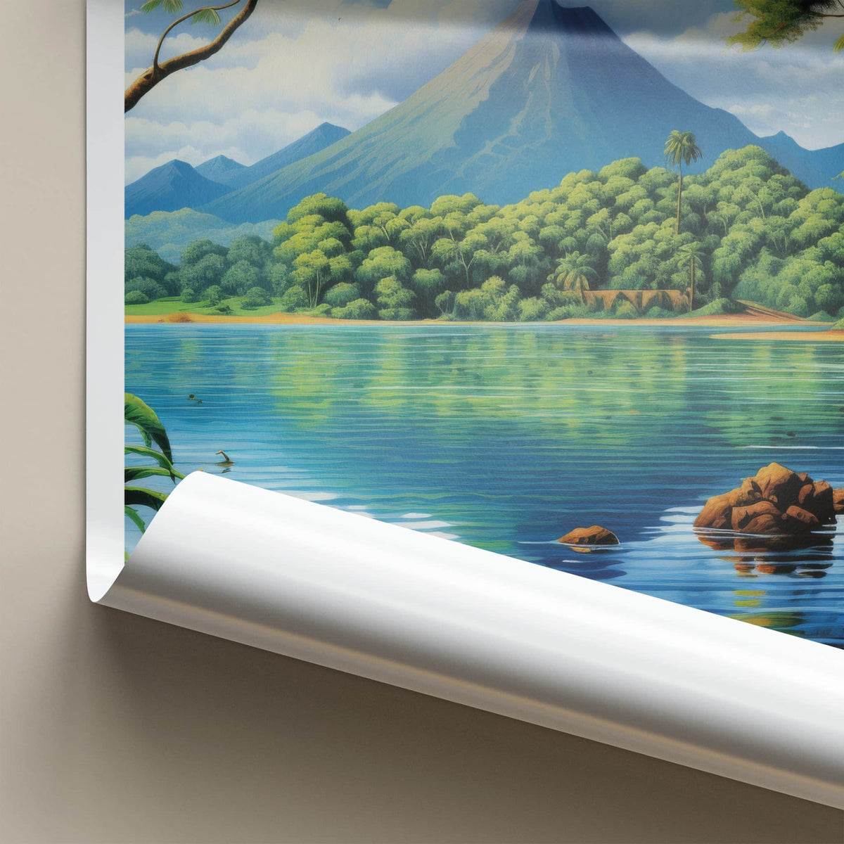 Ometepe Poster - Nicaragua Travel Art - Tropical Lake Volcano Home Decor