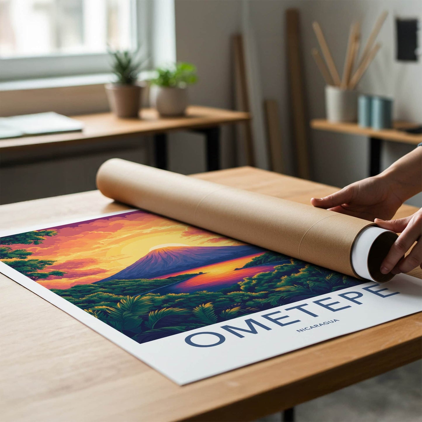 Ometepe Poster - Nicaragua Travel Art - Volcano Island Sunset Home Decor