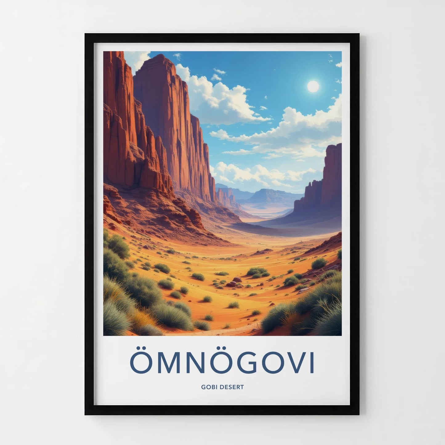 Omnogovi Poster - Mongolia Travel Art - Towering Red Cliffs Home Decor