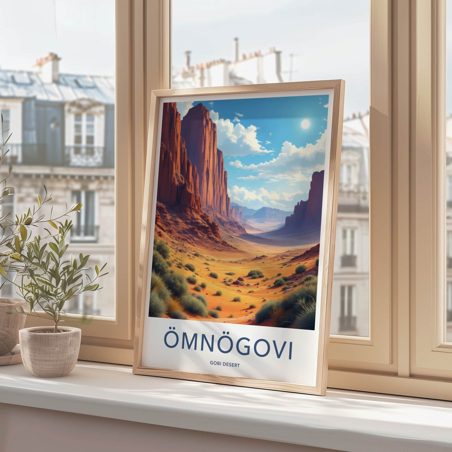 Omnogovi Poster - Mongolia Travel Art - Towering Red Cliffs Home Decor