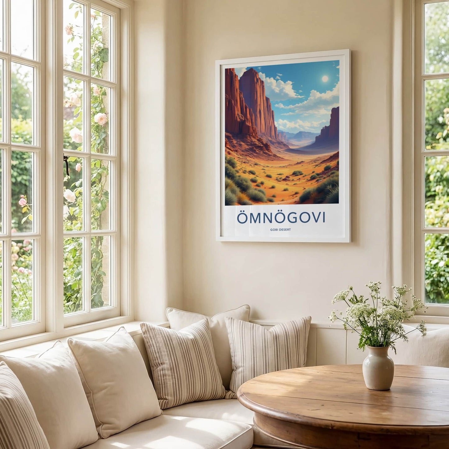 Omnogovi Poster - Mongolia Travel Art - Towering Red Cliffs Home Decor