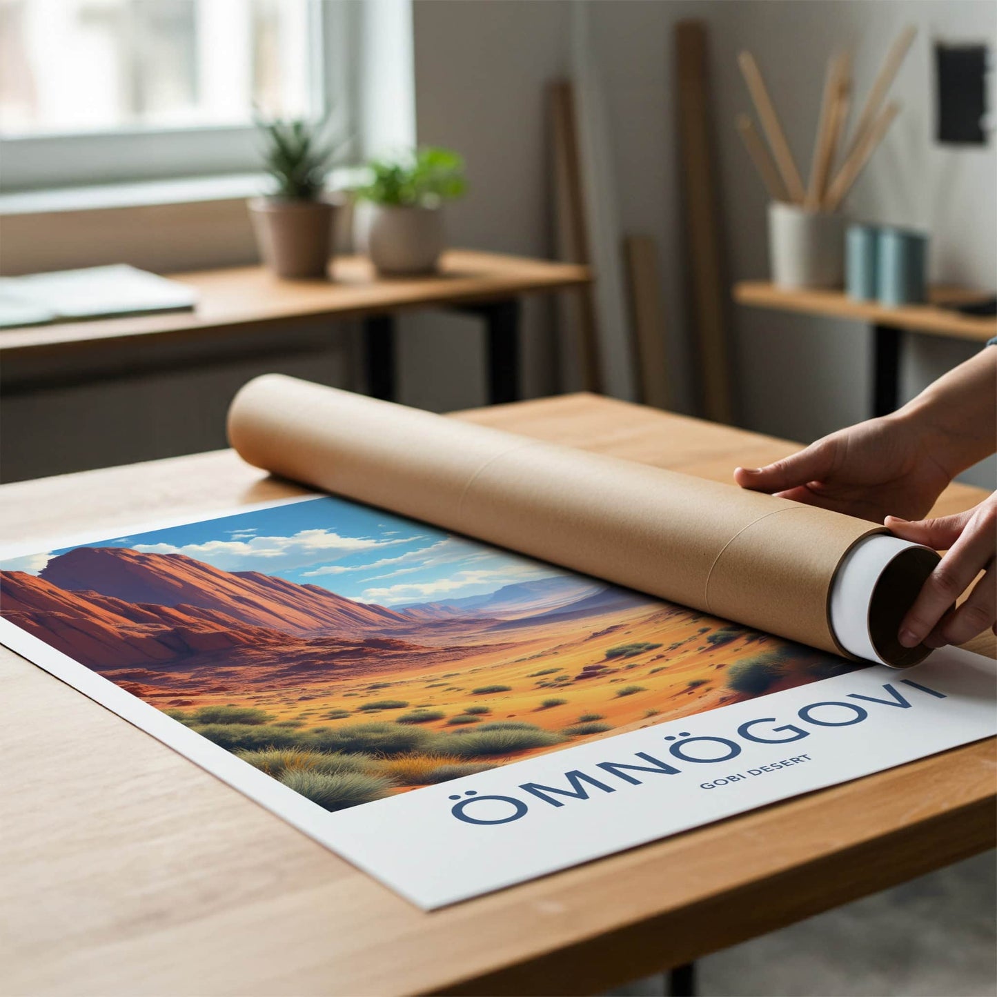 Omnogovi Poster - Mongolia Travel Art - Towering Red Cliffs Home Decor