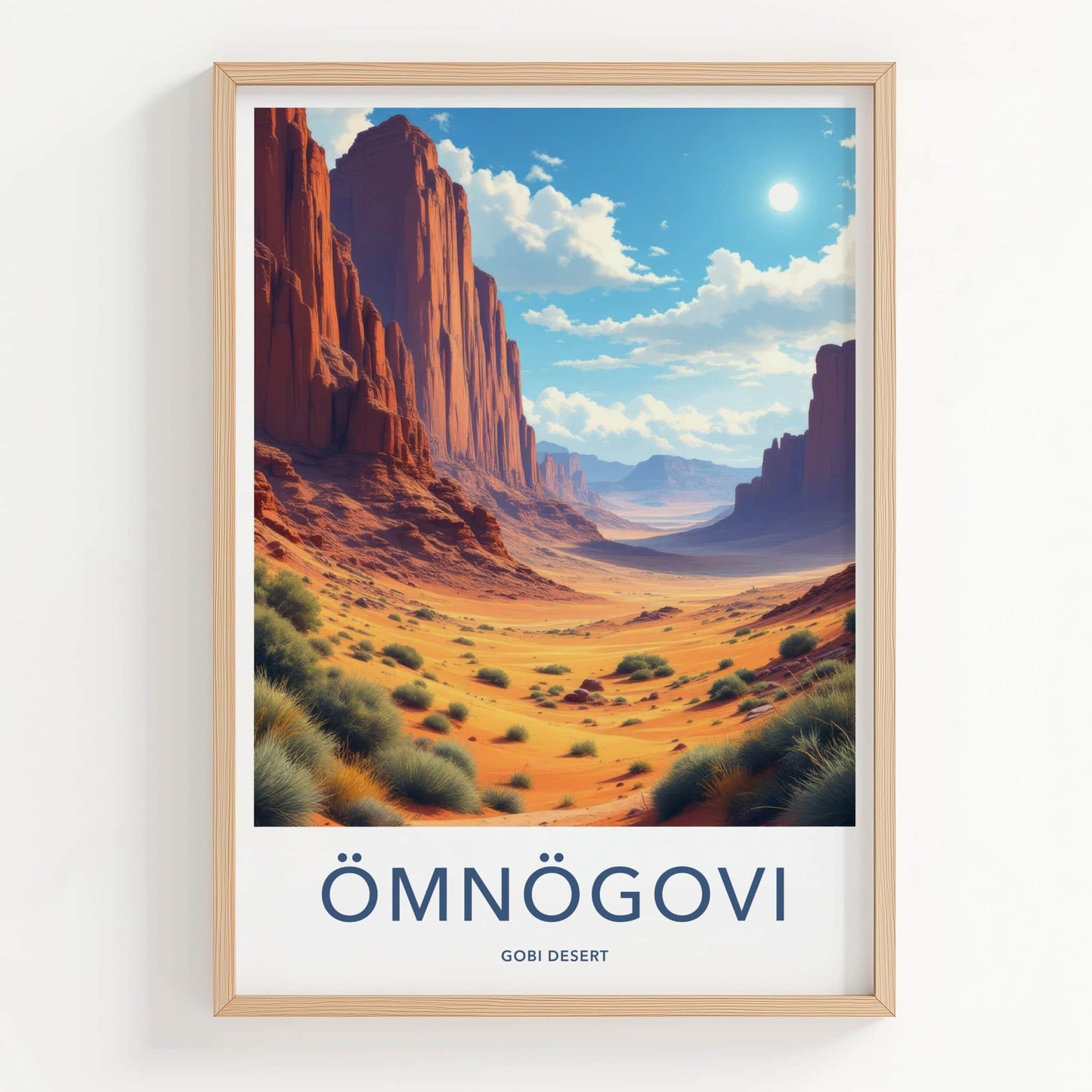 Omnogovi Poster - Mongolia Travel Art - Towering Red Cliffs Home Decor
