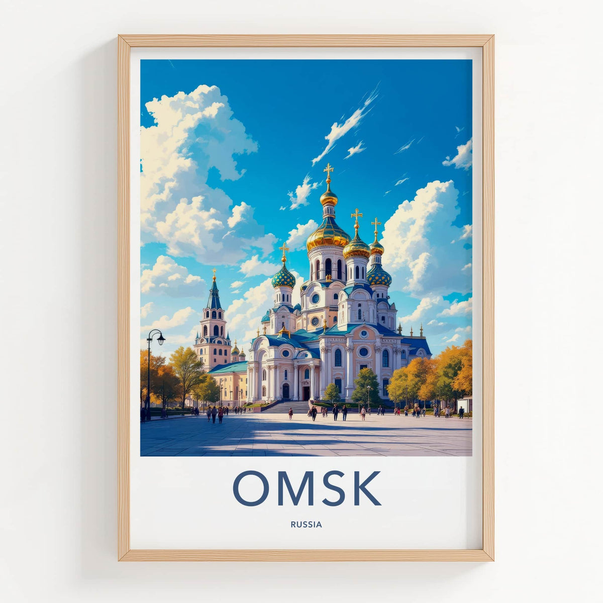 Omsk Poster - Russia Travel Art - Golden Domed Church Home Decor