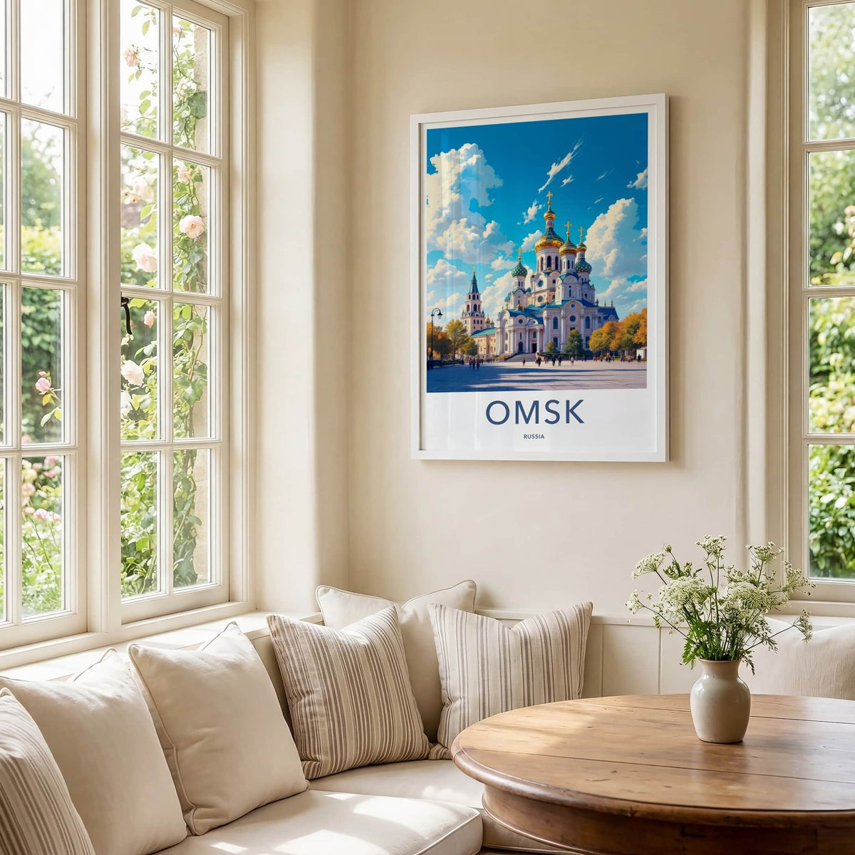 Omsk Poster - Russia Travel Art - Golden Domed Church Home Decor
