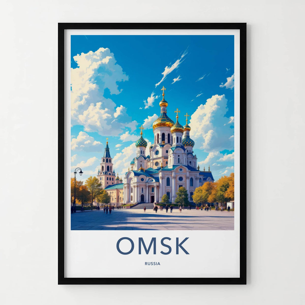 Omsk Poster - Russia Travel Art - Golden Domed Church Home Decor