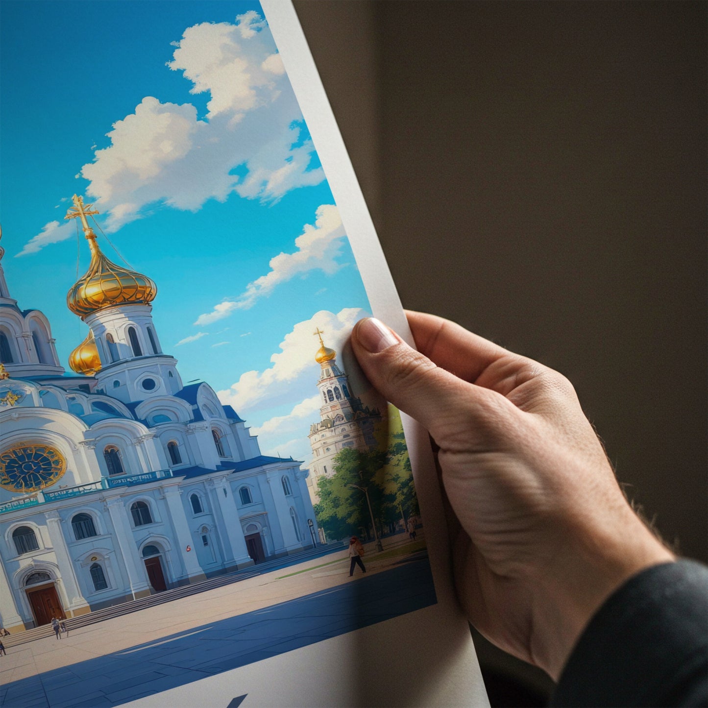 Omsk Poster - Russia Travel Print - Ornate Golden Domes Lounge Decor