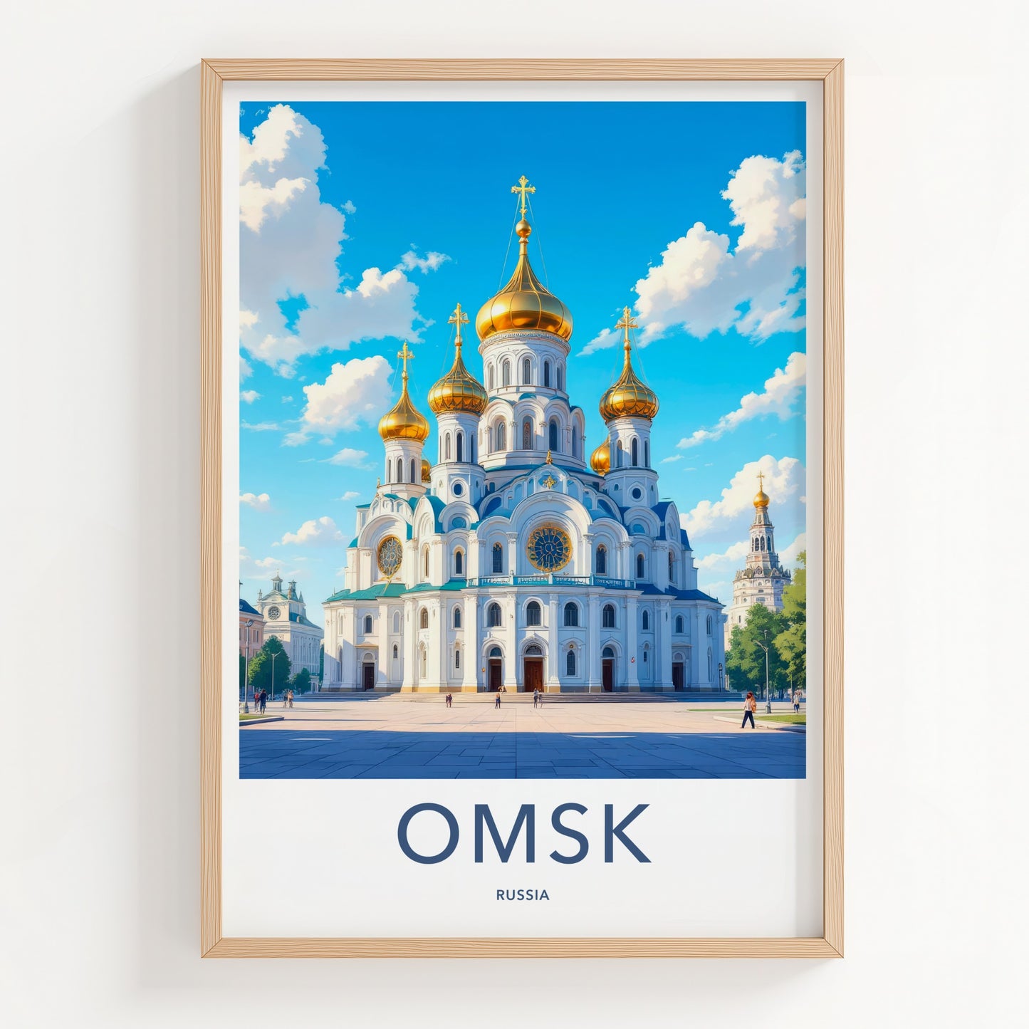 Omsk Poster - Russia Travel Print - Ornate Golden Domes Lounge Decor