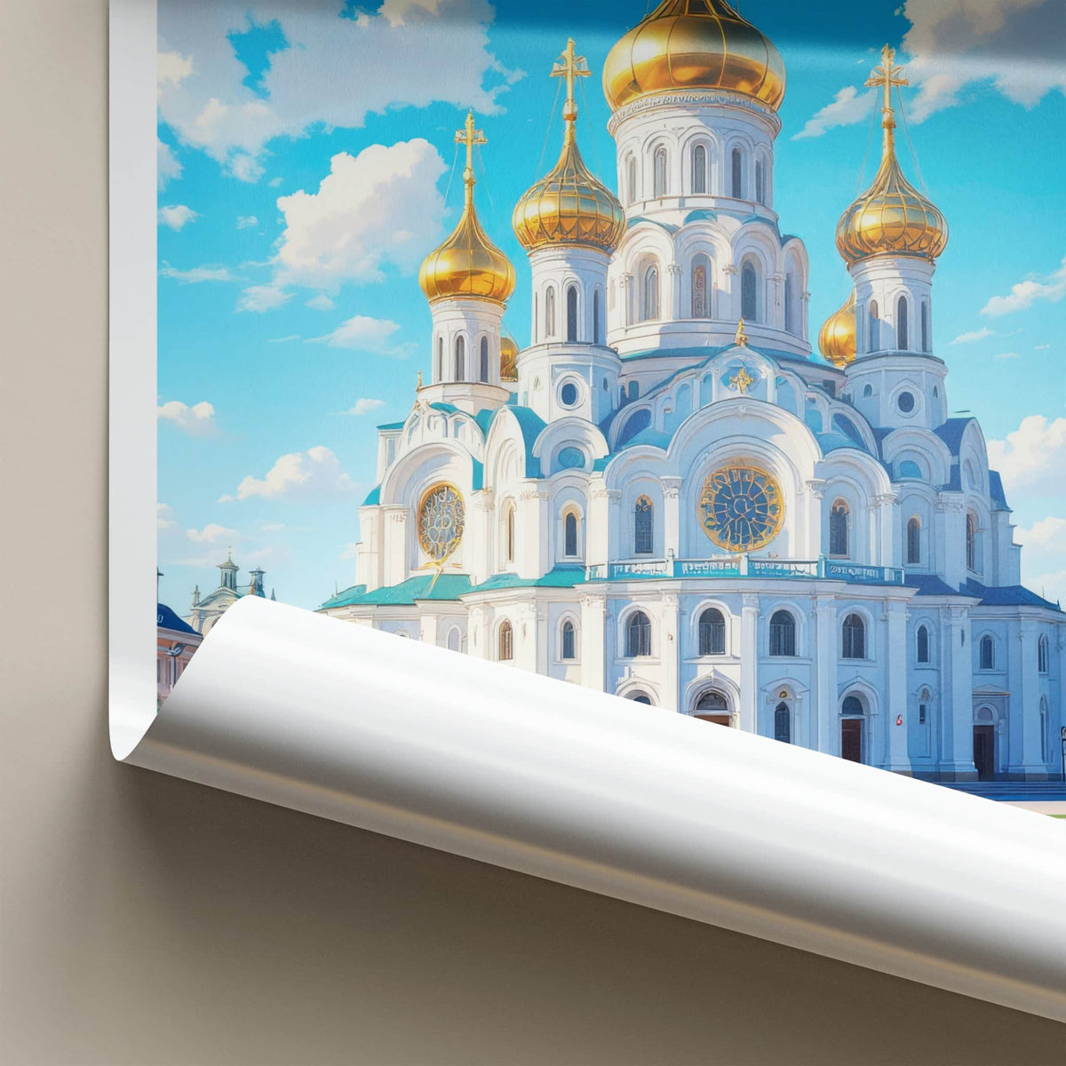Omsk Poster - Russia Travel Print - Ornate Golden Domes Lounge Decor