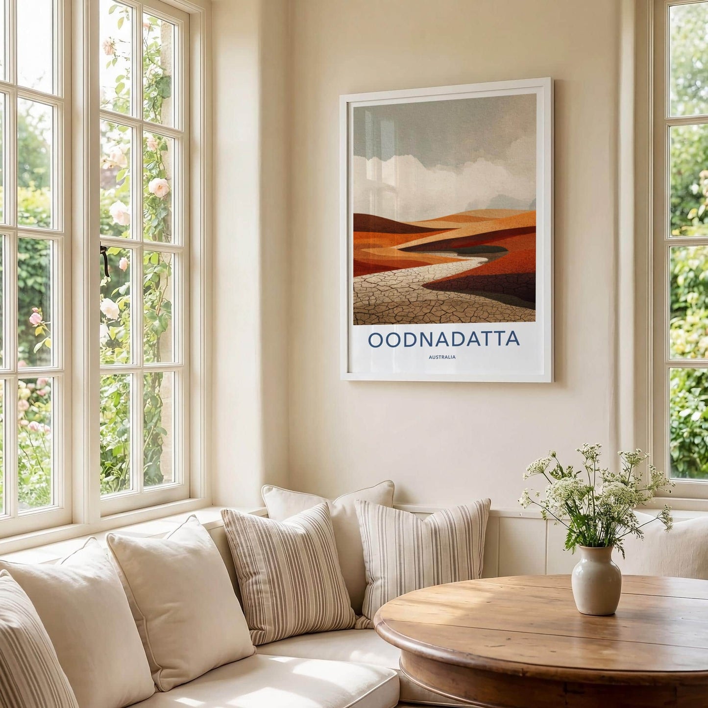 Oodnadatta Poster - Australia Travel Art - Red Desert Drybed Wall Decor