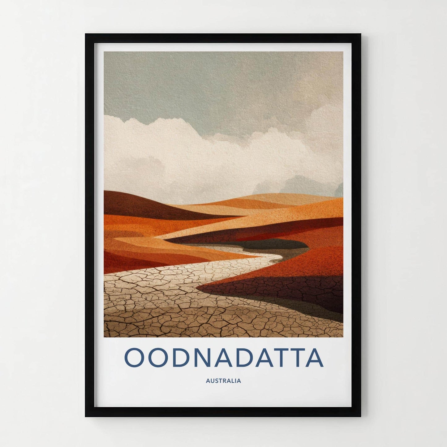Oodnadatta Poster - Australia Travel Art - Red Desert Drybed Wall Decor