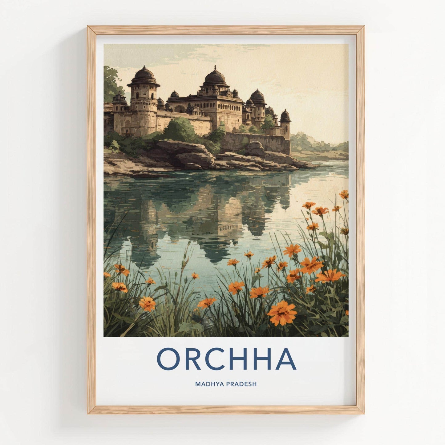 Orchha Poster - India Fine Art - Madhya Pradesh Historic Palace Waters Gift