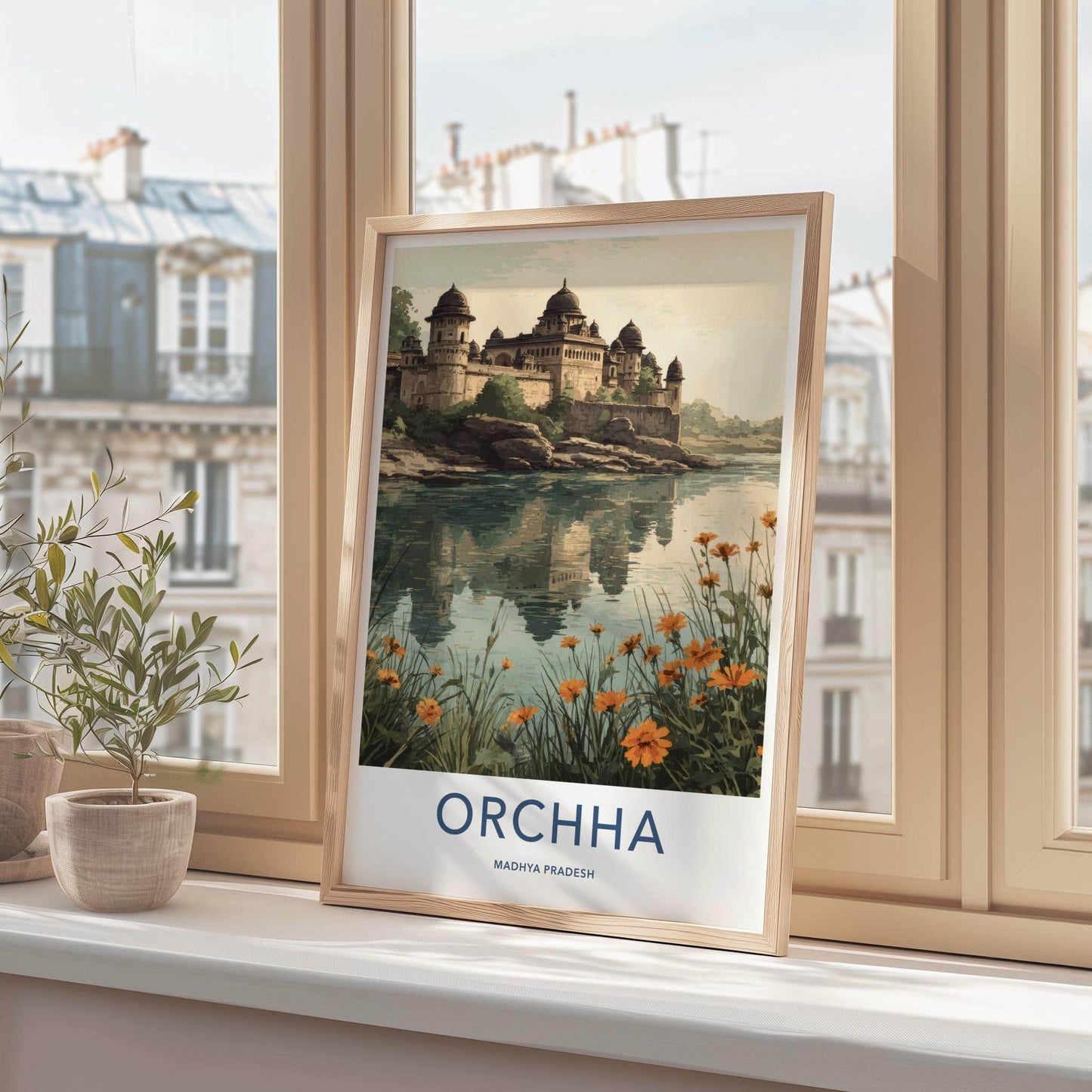 Orchha Poster - India Fine Art - Madhya Pradesh Historic Palace Waters Gift