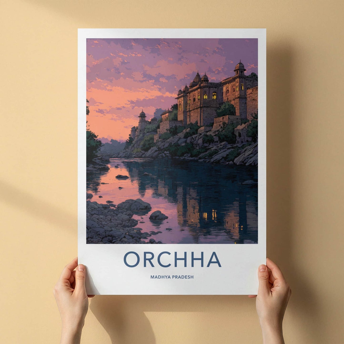 Orchha Poster - India Madhya Pradesh River Palace Art Print Home Decor