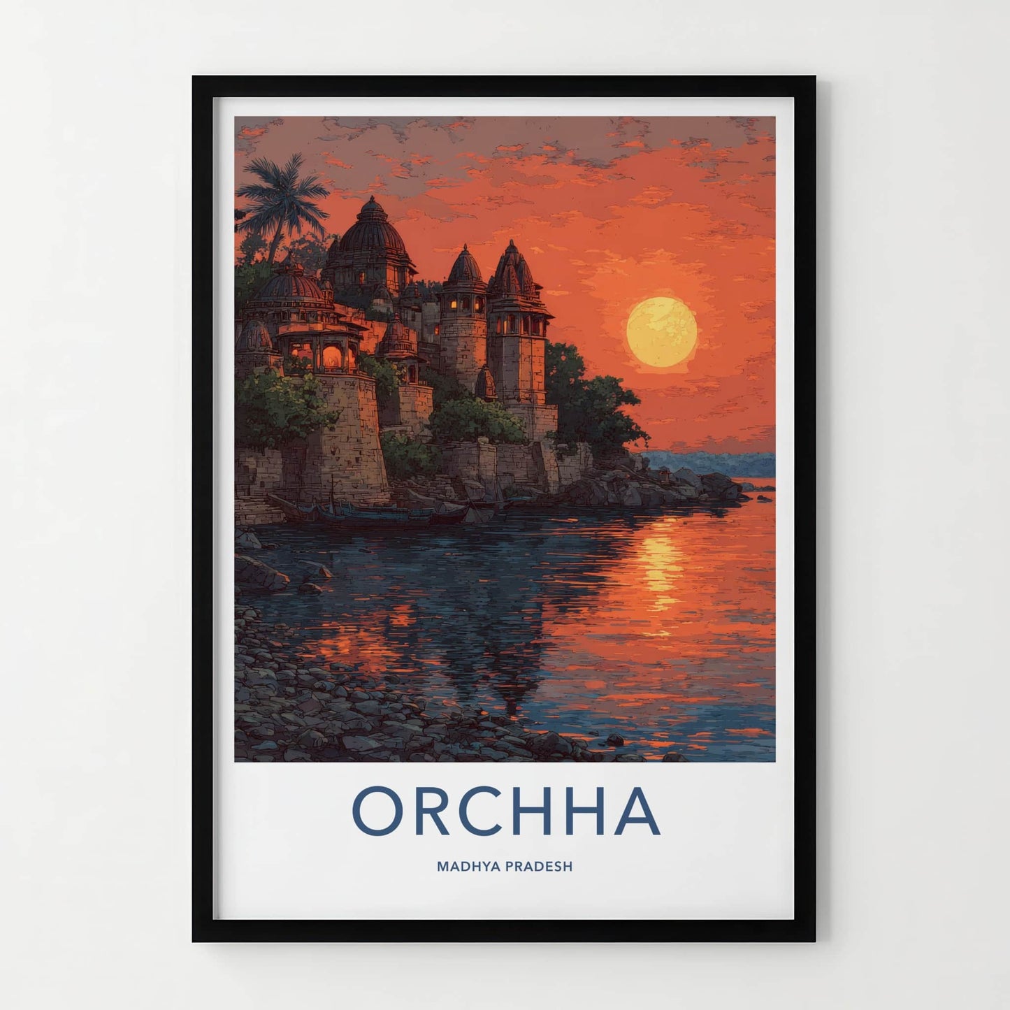 Orchha Poster - India Madhya Pradesh River Sunset Art Print Home Decor