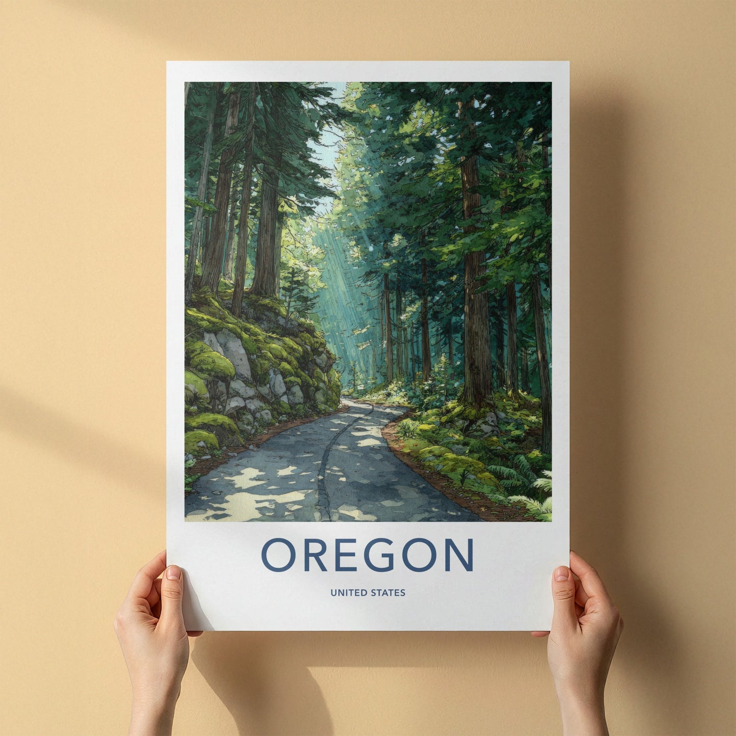 Oregon Poster - Oregon Travel Art - Shaded Forest Road Gallery Art