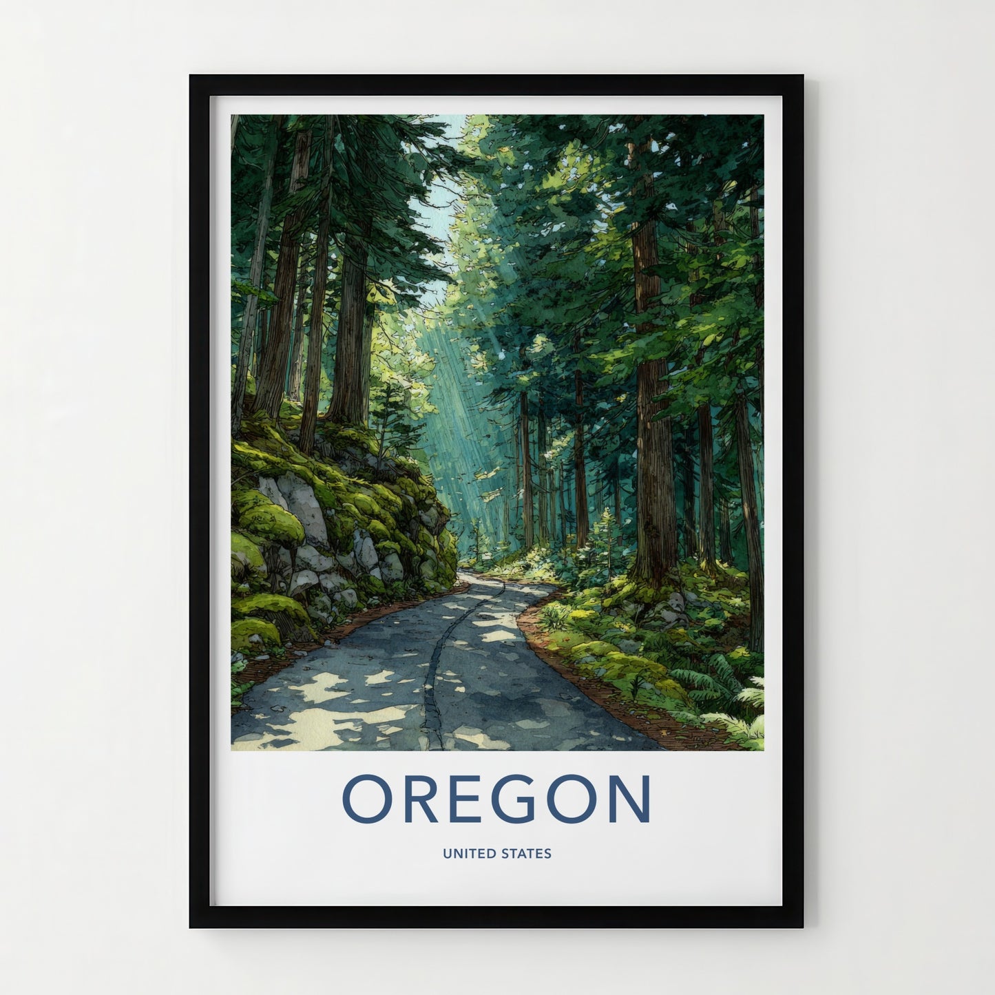 Oregon Poster - Oregon Travel Art - Shaded Forest Road Gallery Art