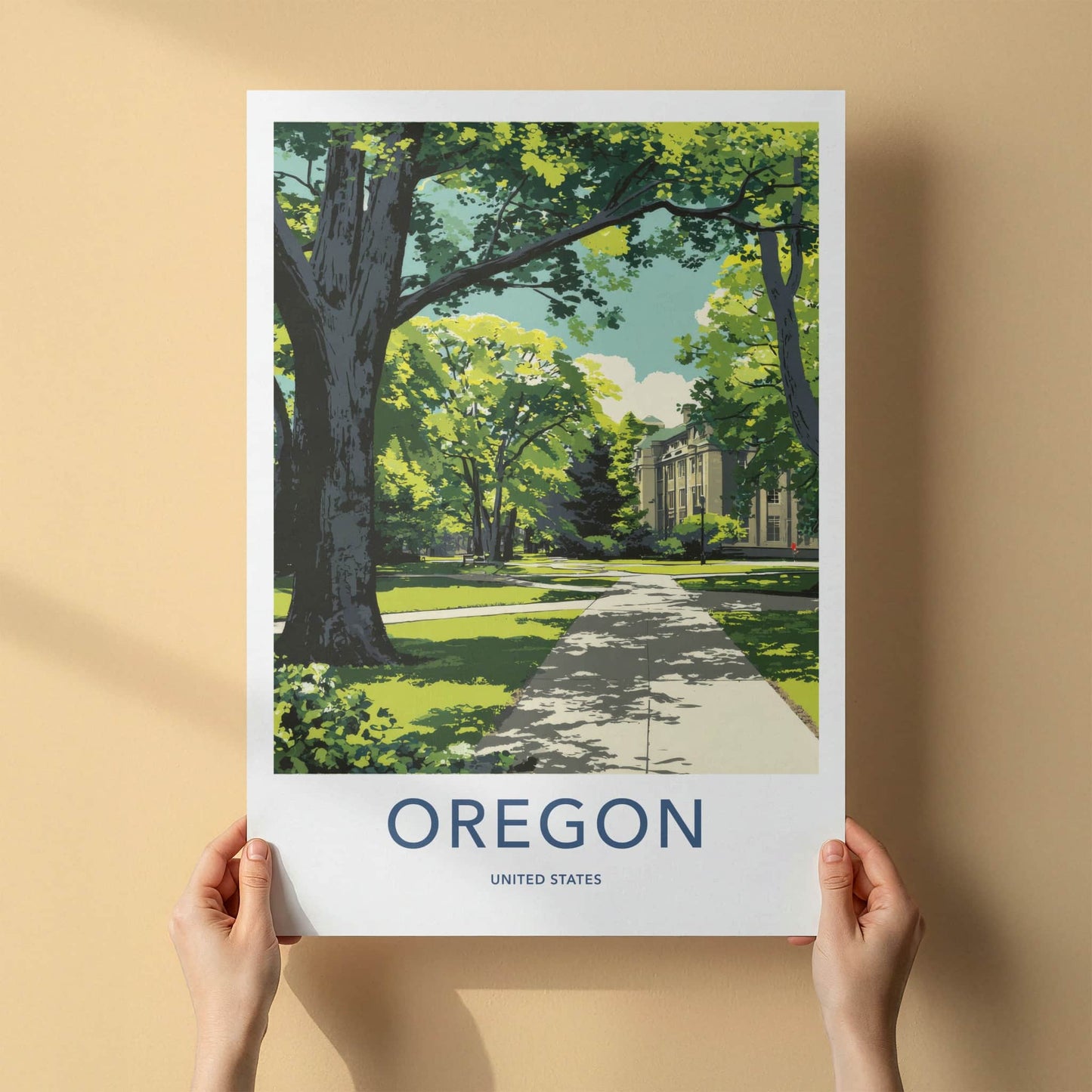 Oregon Poster - Oregon Wall Art - Campus Building Trees Home Decor