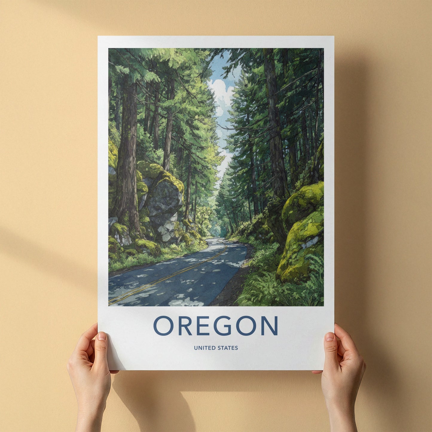 Oregon Poster - Oregon Wall Art Winding Forest Road Home Decor