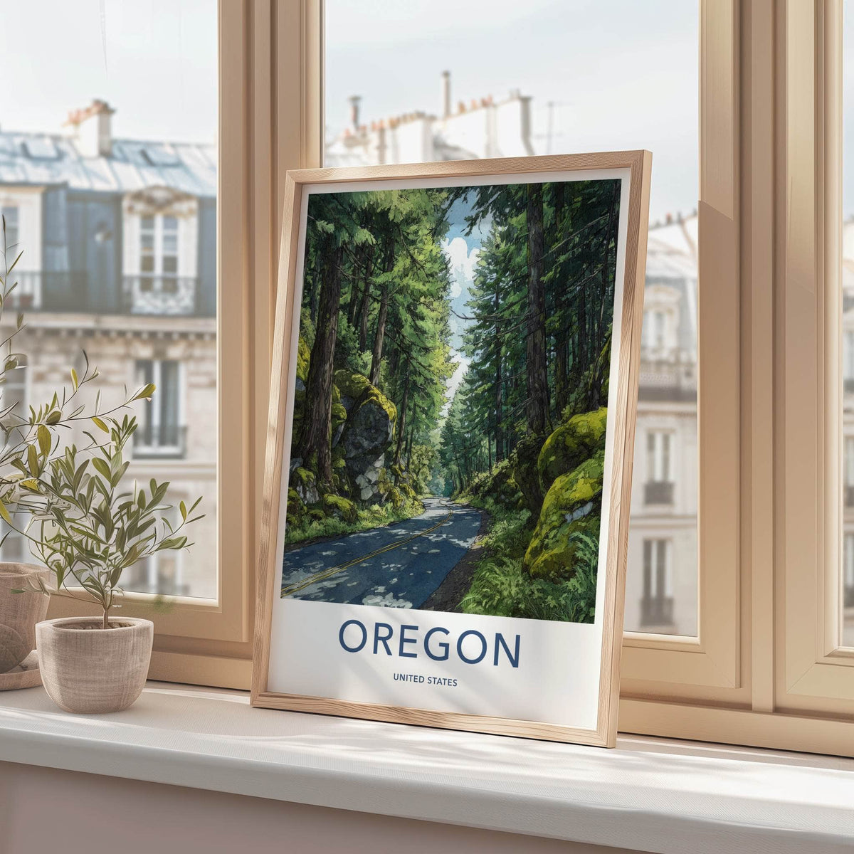 Oregon Poster - Oregon Wall Art Winding Forest Road Home Decor