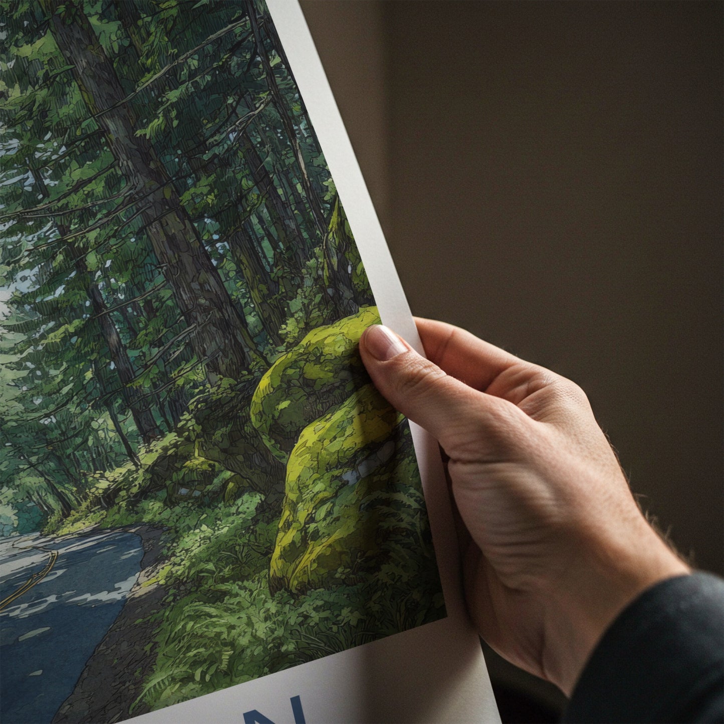 Oregon Poster - Oregon Wall Art Winding Forest Road Home Decor