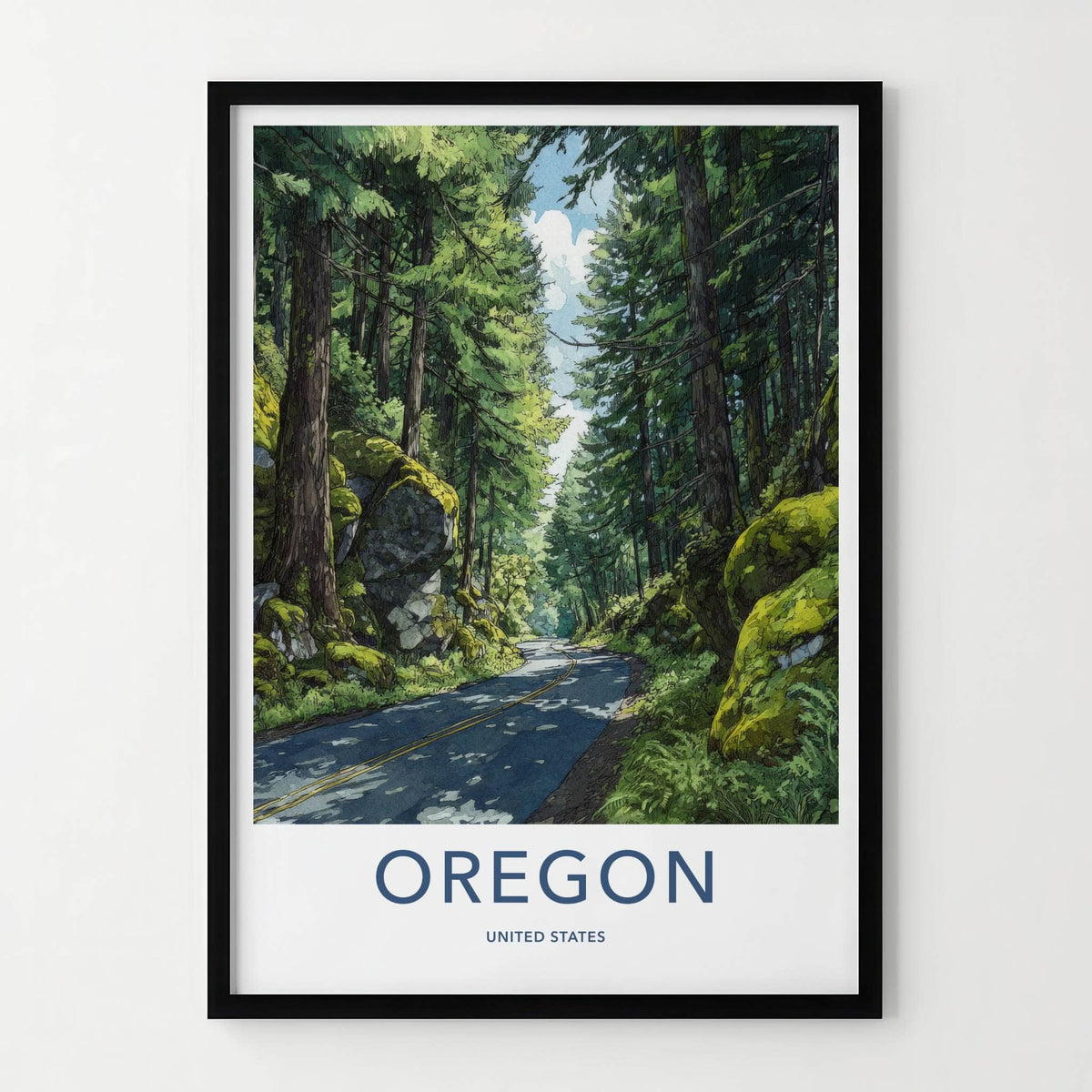 Oregon Poster - Oregon Wall Art Winding Forest Road Home Decor