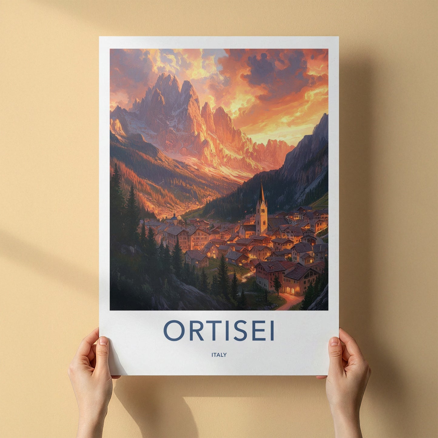 Ortisei Poster - Italy Travel Art - Dolomites Valley Village Wall Decor