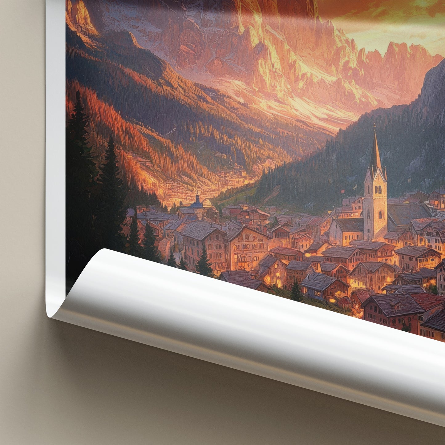 Ortisei Poster - Italy Travel Art - Dolomites Valley Village Wall Decor