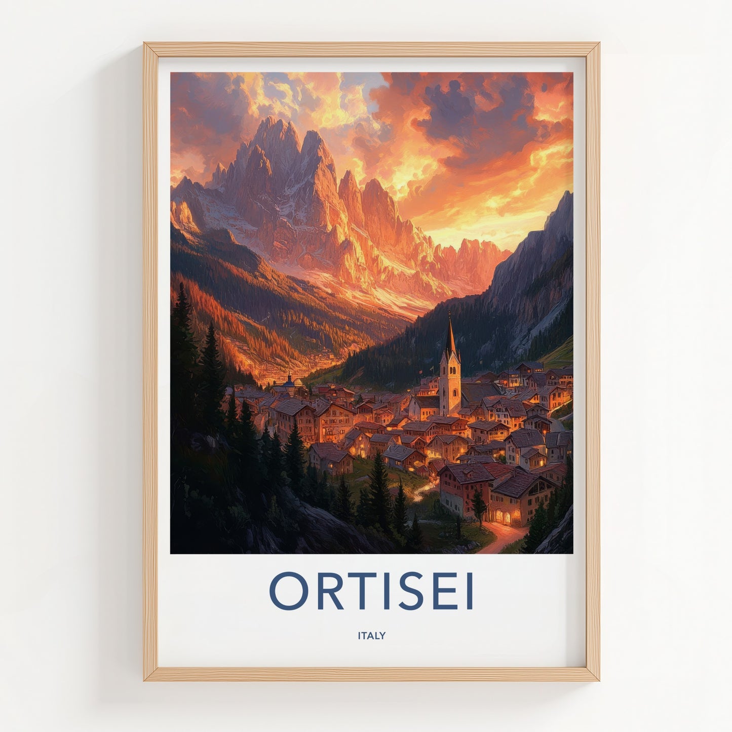 Ortisei Poster - Italy Travel Art - Dolomites Valley Village Wall Decor