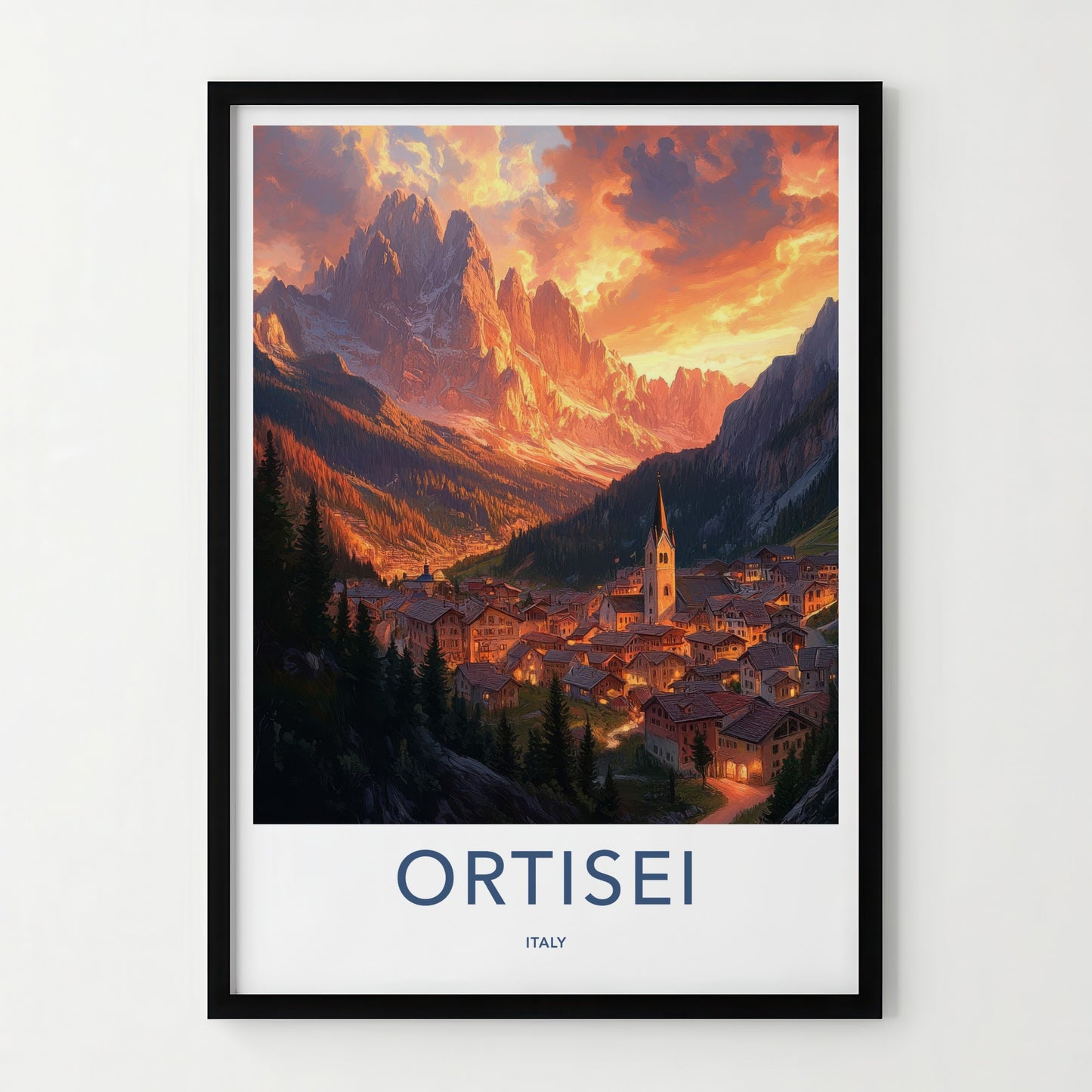 Ortisei Poster - Italy Travel Art - Dolomites Valley Village Wall Decor