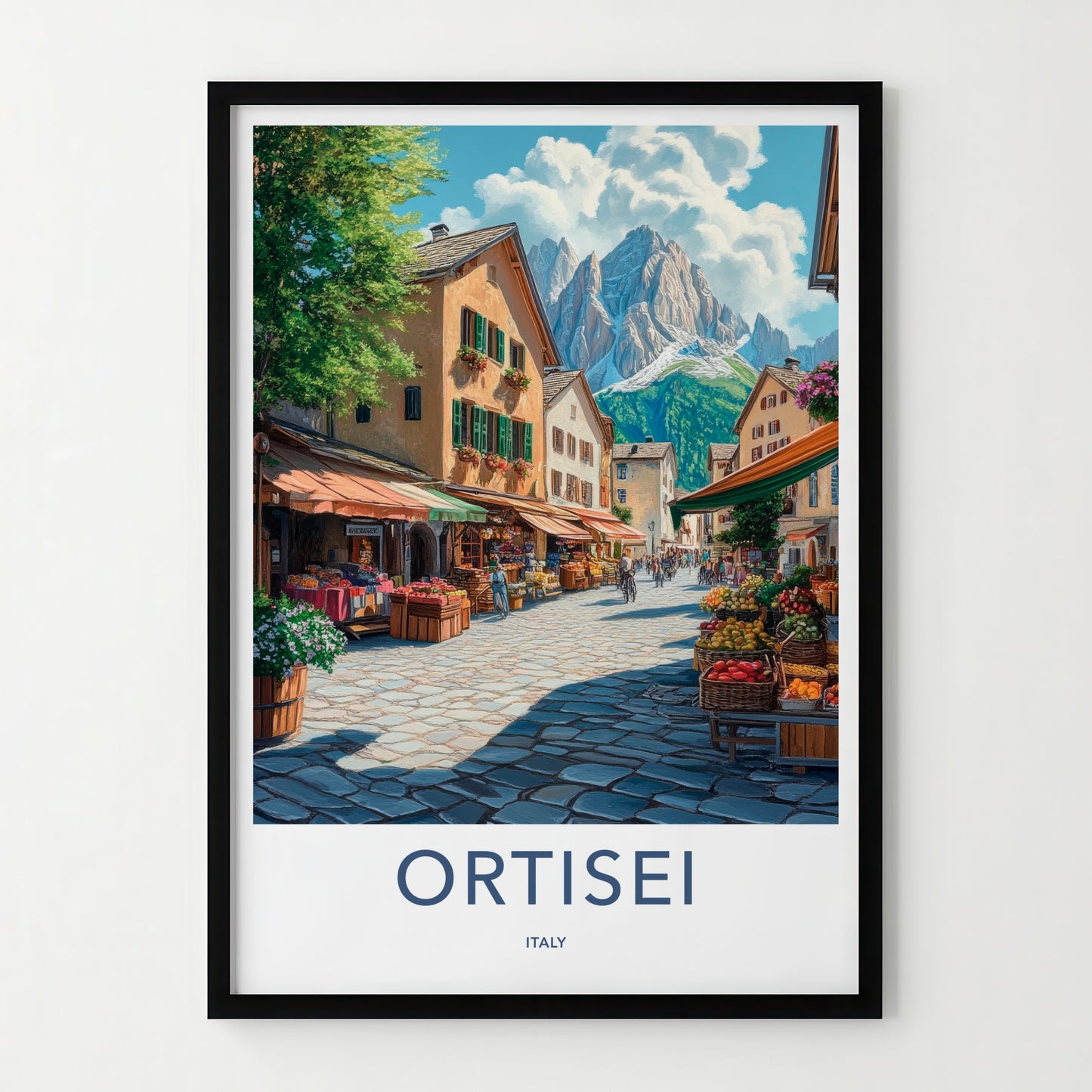 Ortisei Poster - Italy Travel Art - Mountain Village Market Home Decor
