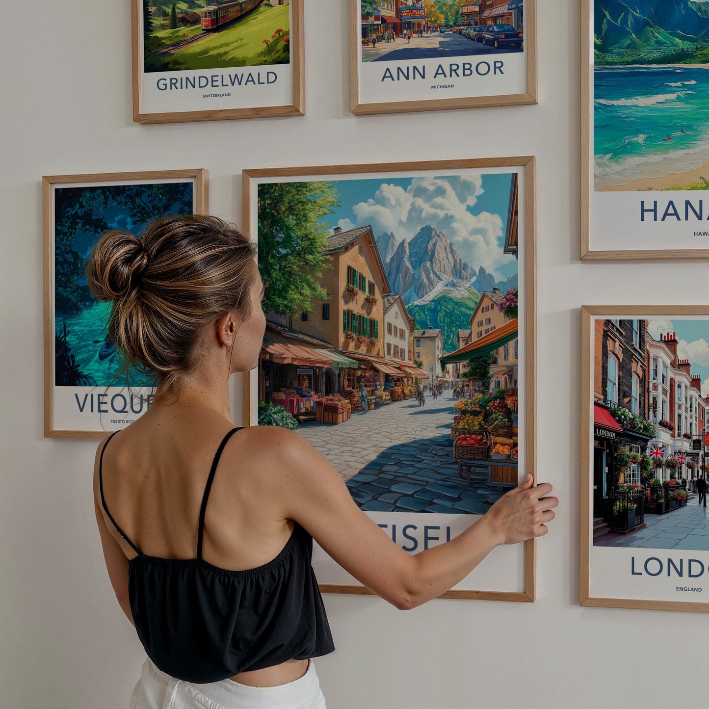 Ortisei Poster - Italy Travel Art - Mountain Village Market Home Decor