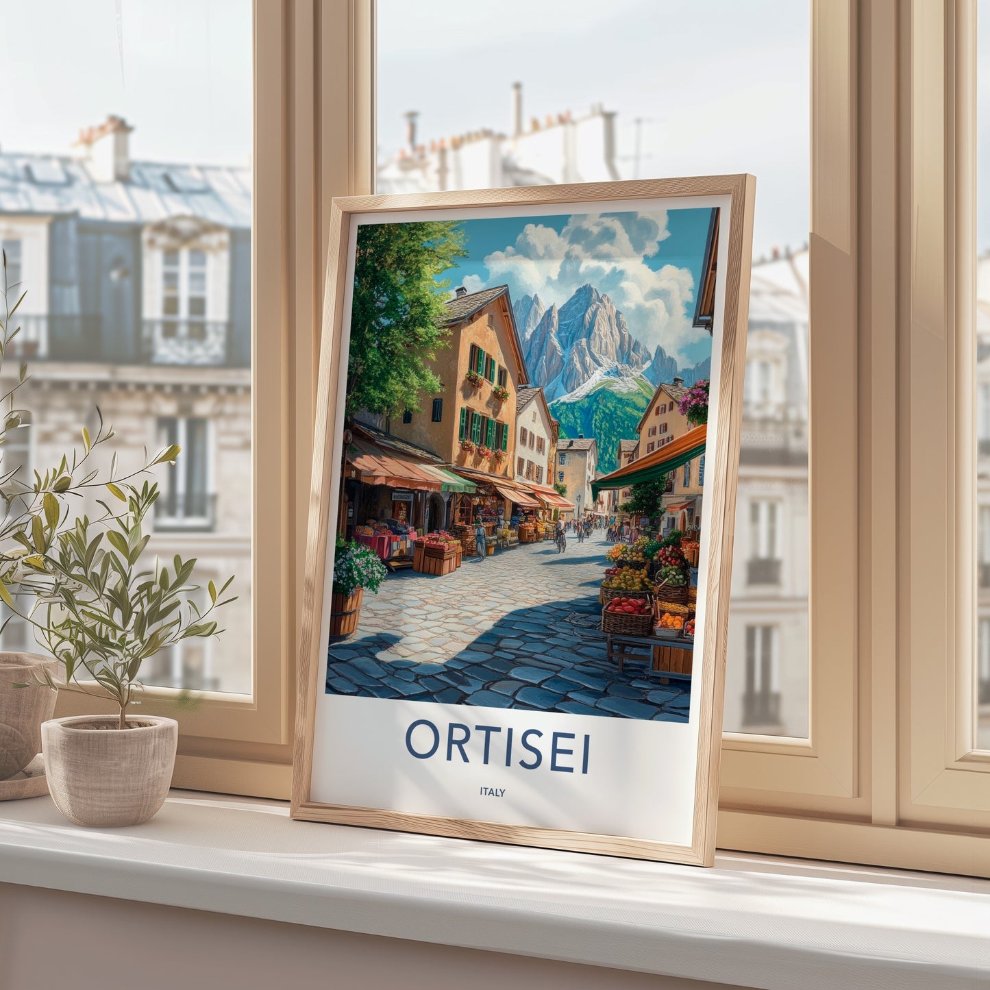 Ortisei Poster - Italy Travel Art - Mountain Village Market Home Decor